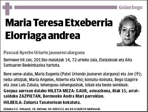 ETXEBERRIA ELORRIAGA,MARIA TERESA