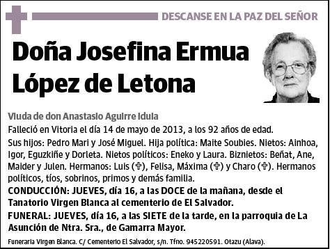 ERMUA LOPEZ DE LETONA,JOSEFINA