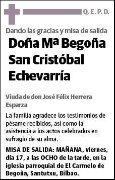 SAN CRISTOBAL ECHEVARRIA,Mª BEGOÑA