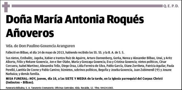 ROQUES AÑOVEROS,MARIA ANTONIA