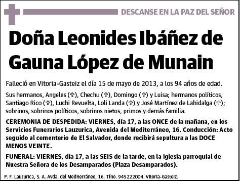 IBAÑEZ DE GAUNA LOPEZ DE MUNAIN,LEONIDES