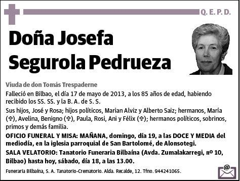 SEGUROLA PEDRUEZA,JOSEFA