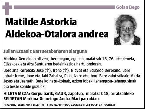 ASTORKIA ALDEKOA-OTALORA,MATILDE