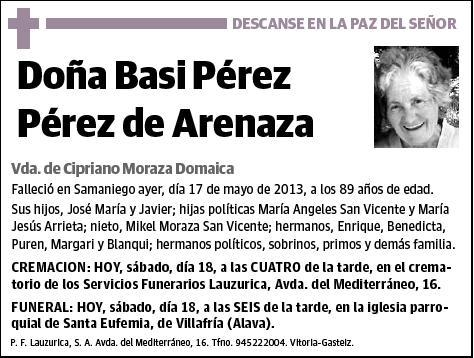 PEREZ PEREZ DE ARENAZA,BASI