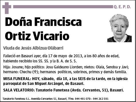 ORTIZ VICARIO,FRANCISCA