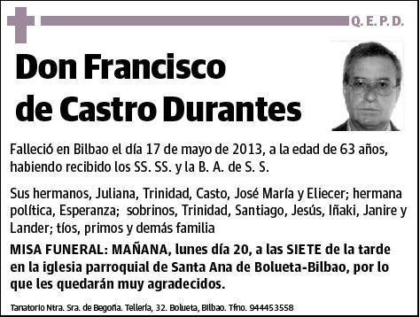 DE CASTRO DURANTES,FRANCISCO