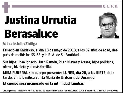 URRUTIA BERASALUCE,JUSTINA