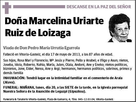 URIARTE RUIZ DE LOIZAGA,MARCELINA