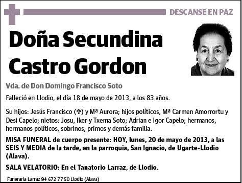 CASTRO GORDON,SECUNDINA