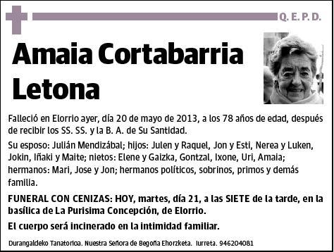 CORTABARRIA LETONA,AMAIA