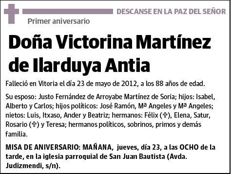 MARTINEZ DE ILÁRDUYA ANTIA,VICTORINA