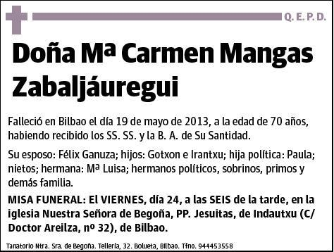 MANGAS ZABALJAUREGUI,Mª CARMEN