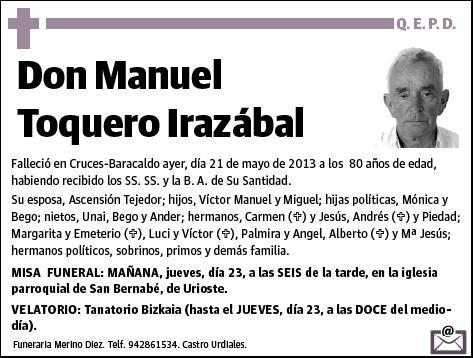 TOQUERO IRAZABAL,MANUEL