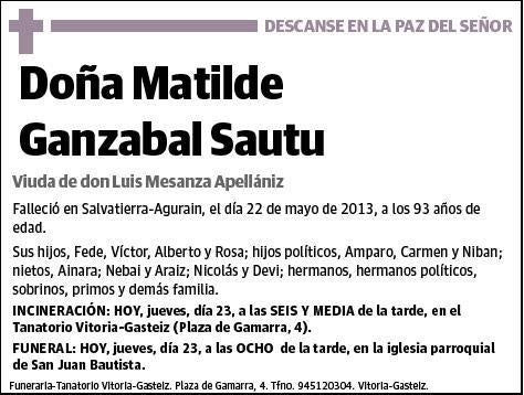 GANZABAL SAUTU,MATILDE