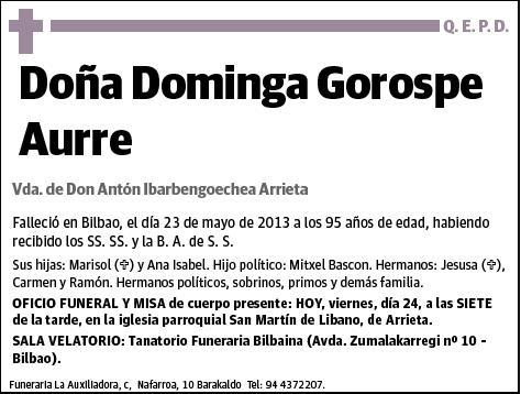 GOROSPE AURRE,DOMINGA