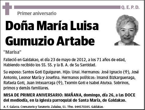 GUMUZIO ARTABE,MARIA LUISA