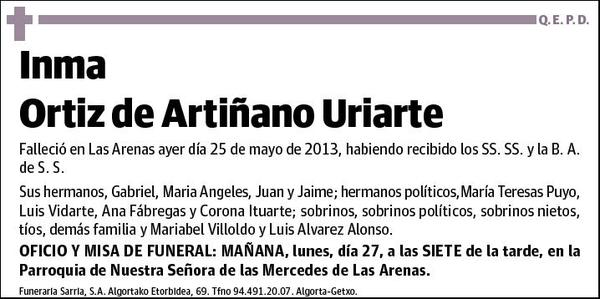 ORTIZ DE ARTIÑANO URIARTE,INMA