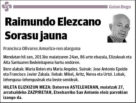 ELEZCANO SORASU,RAIMUNDO