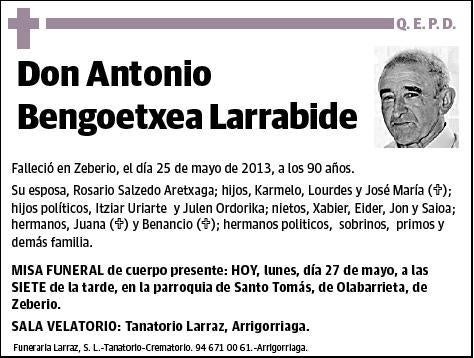 BENGOETXEA LARRABIDE,ANTONIO