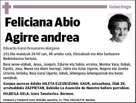 ABIO AGIRRE,FELICIANA