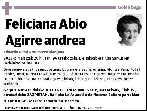 ABIO AGIRRE,FELICIANA