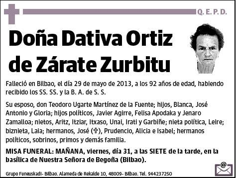 ORTIZ DE ZARATE ZURBITU,DATIVA