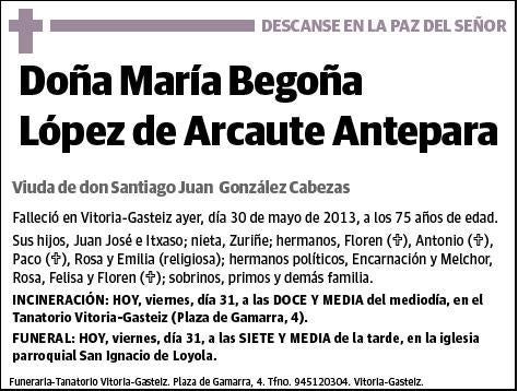 LOPEZ DE ARCAUTE ANTEPARA,MARIA BEGOÑA