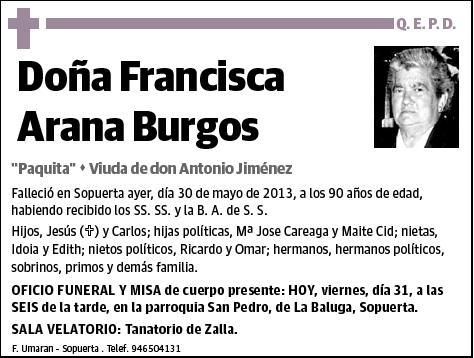 ARANA BURGOS,FRANCISCA