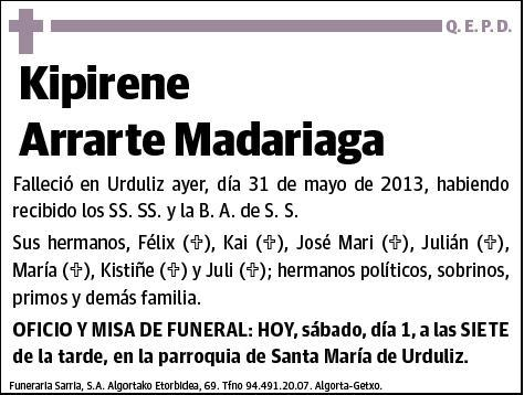 ARRARTE MADARIAGA,KIPIRENE