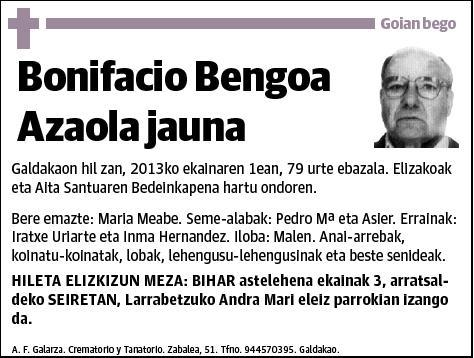 BENGOA AZAOLA,BONIFACIO