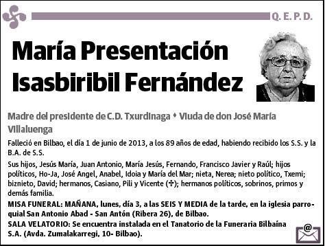 ISASBIRIBIL FERNANDEZ,MARIA PRESENTACION