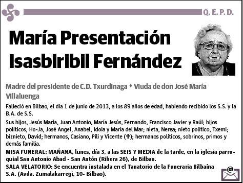 ISASBIRIBIL FERNANDEZ,MARIA PRESENTACION