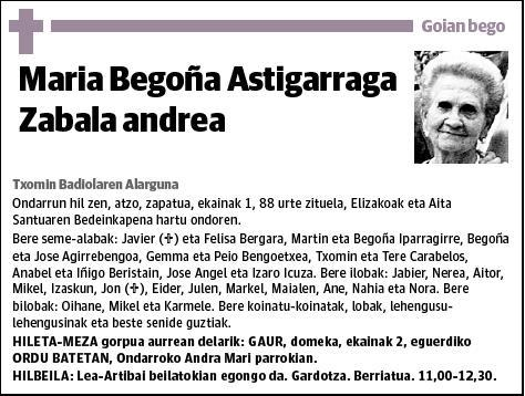 ASTIGARRAGA ZABALA,MARIA BEGOÑA