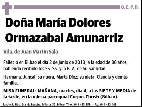 ORMAZABAL AMUNARRIZ,MARIA DOLORES