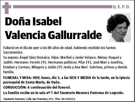 VALENCIA GALLURRALDE,ISABEL