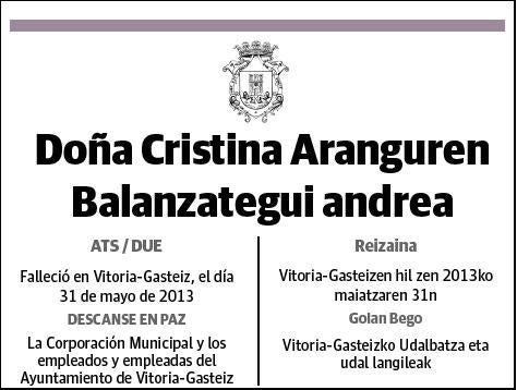 ARANGUREN BALANZATEGI,CRISTINA