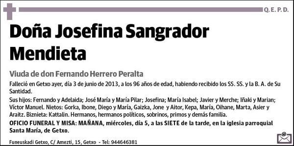 SANGRADOR MENDIETA,JOSEFINA