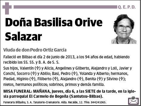 ORIVE SALAZAR,BASILISA