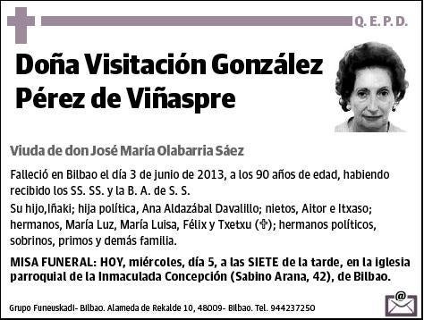 GONZALEZ PEREZ DE VIÑASPRE,VISITACION