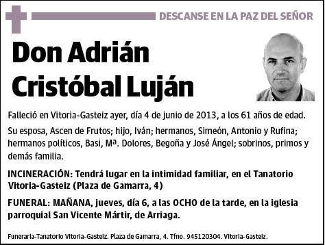 CRISTOBAL LUJAN,ADRIAN