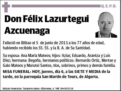 LAZURTEGUI AZCUENAGA,FELIX