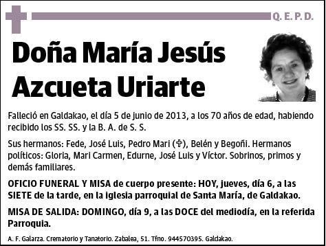 AZCUETA URIARTE,MARIA JESUS