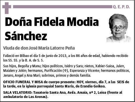 MODIA SANCHEZ,FIDELA