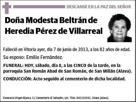 BELTRAN DE HEREDIA PEREZ DE VILLARREAL,MODESTA