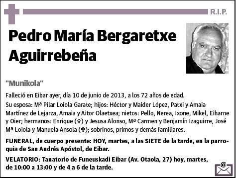 BERGARETXE AGUIRREBEÑA,PEDRO MARIA