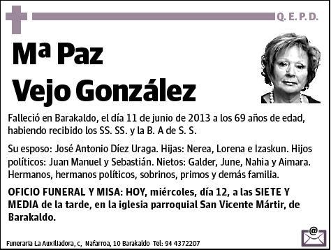 VEJO GONZALEZ,Mª PAZ