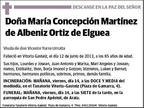 MARTINEZ DE ALBENIZ ORTIZ DE ELGUEA,MARIA CONCEPCION