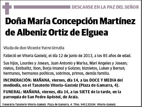 MARTINEZ DE ALBENIZ ORTIZ DE ELGUEA,MARIA CONCEPCION