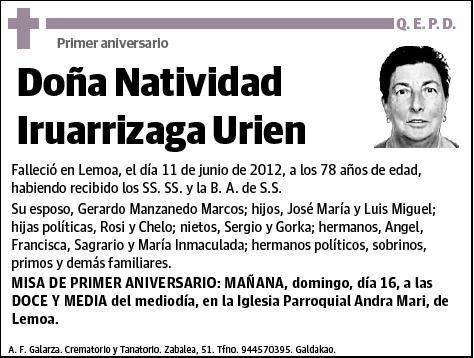 IRUARRIZAGA URIEN,NATIVIDAD