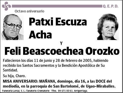 ESCUZA ACHA Y FELI BEASCOECHEA OROZKO,PATXI